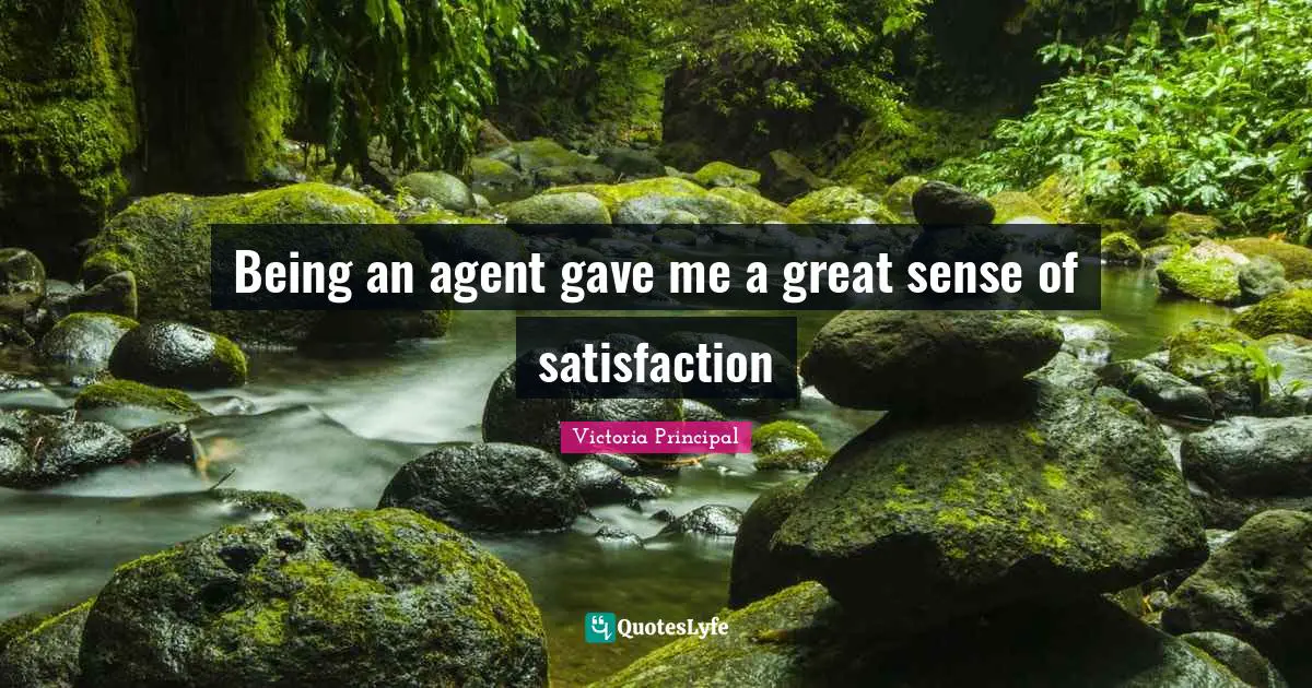 Being an agent gave me a great sense of satisfaction