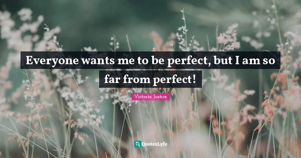 Everyone wants me to be perfect, but I am so far from perfect!