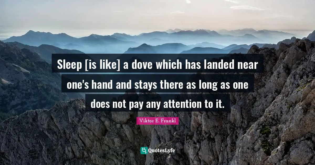 Sleep [is like] a dove which has landed near one's hand and stays there as long as one does not pay any attention to it.