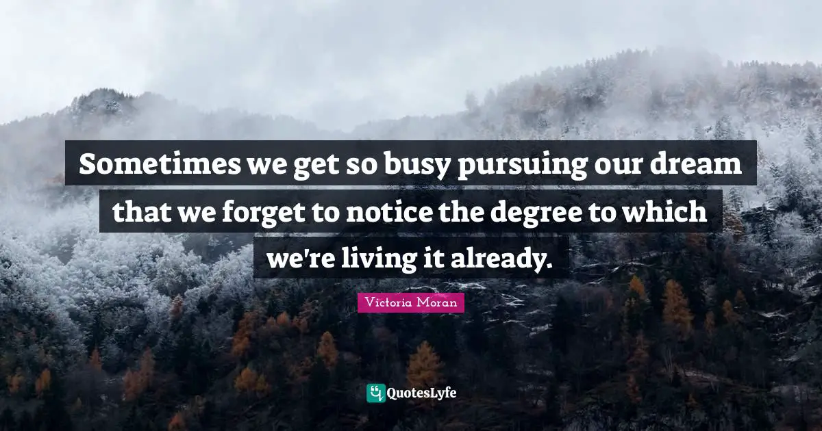 Sometimes we get so busy pursuing our dream that we forget to notice the degree to which we're living it already.