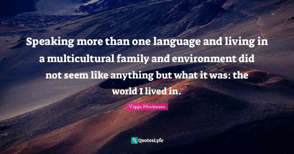 Speaking more than one language and living in a multicultural family and environment did not seem like anything but what it was: the world I lived in.