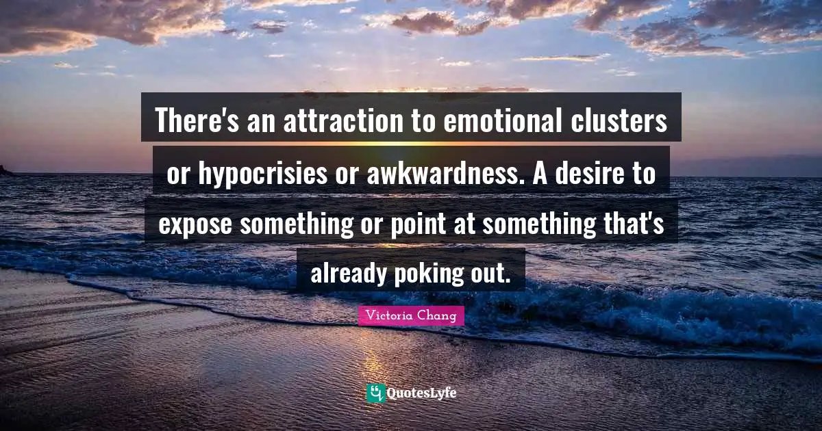There's an attraction to emotional clusters or hypocrisies or awkwardness. A desire to expose something or point at something that's already poking out.