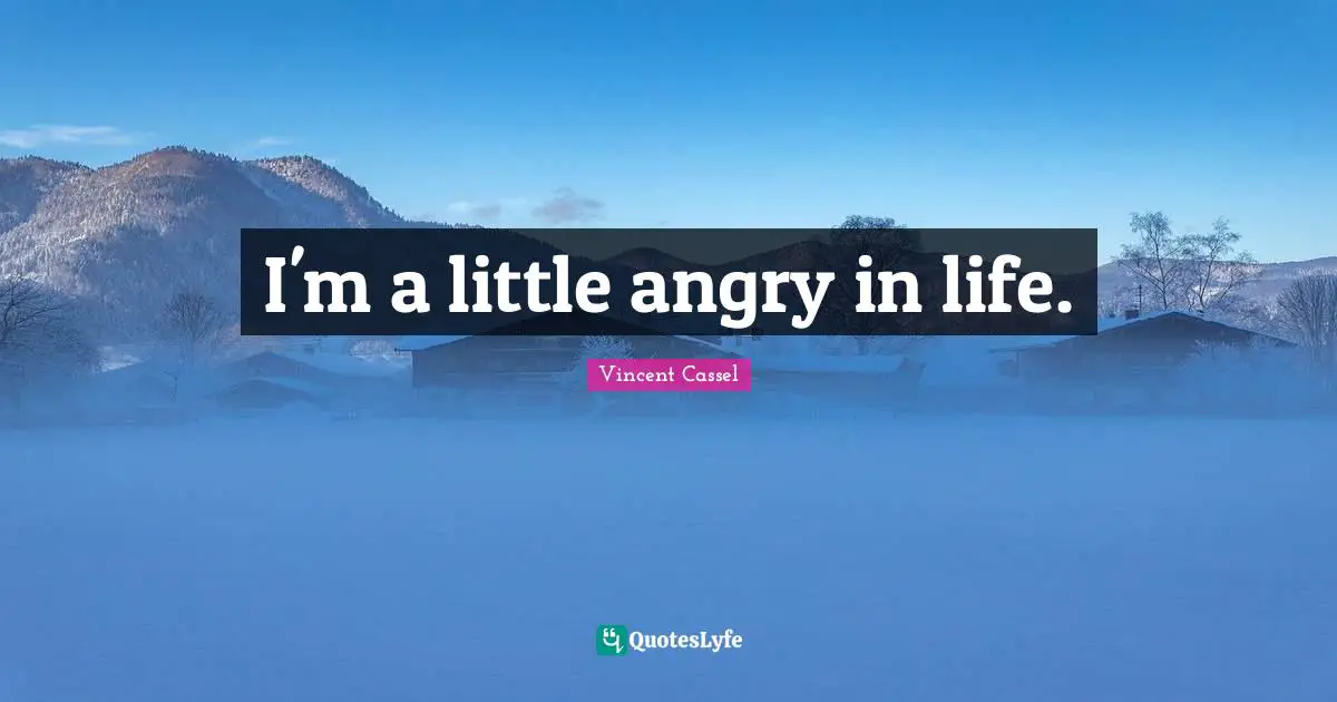 I'm a little angry in life.