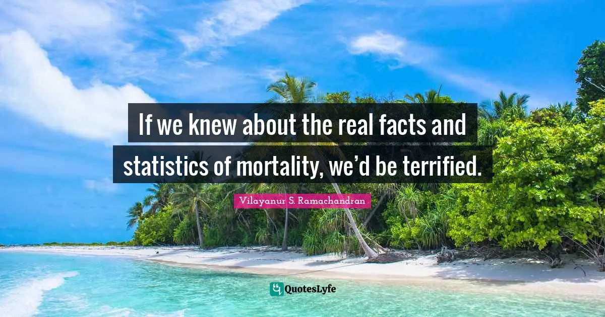 If we knew about the real facts and statistics of mortality, we’d be terrified.