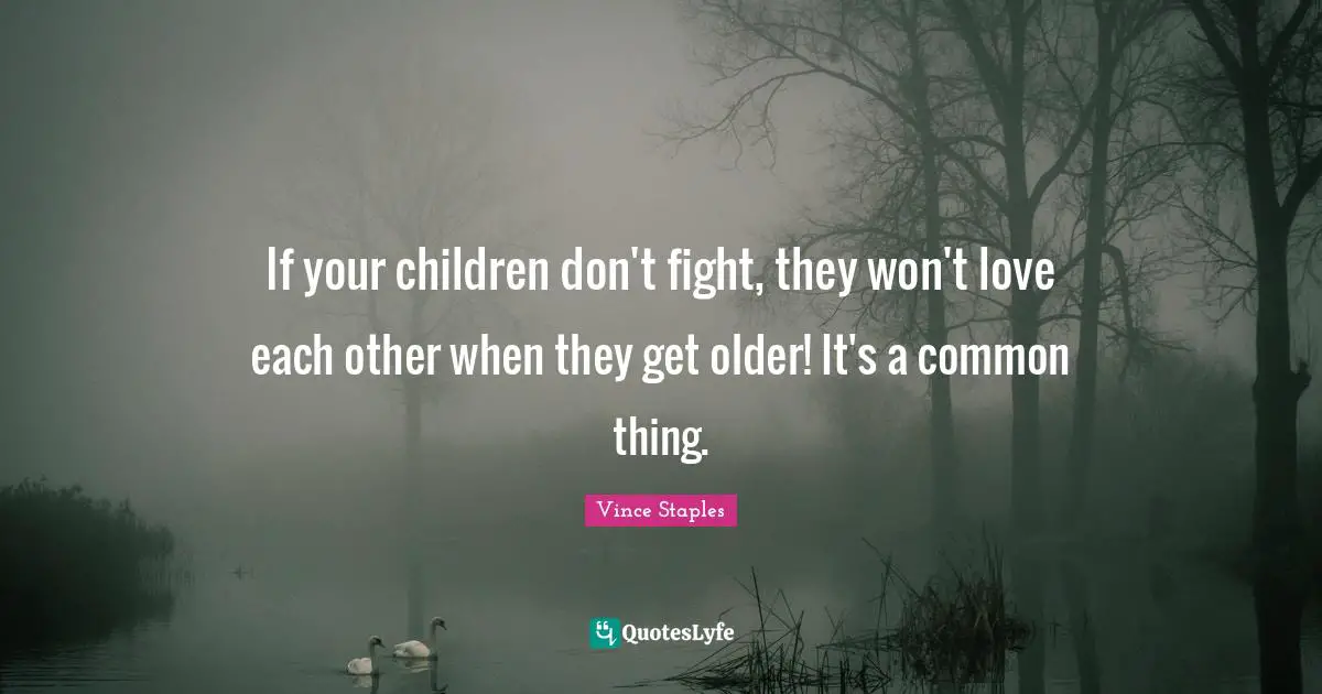 If your children don't fight, they won't love each other when they get older! It's a common thing.