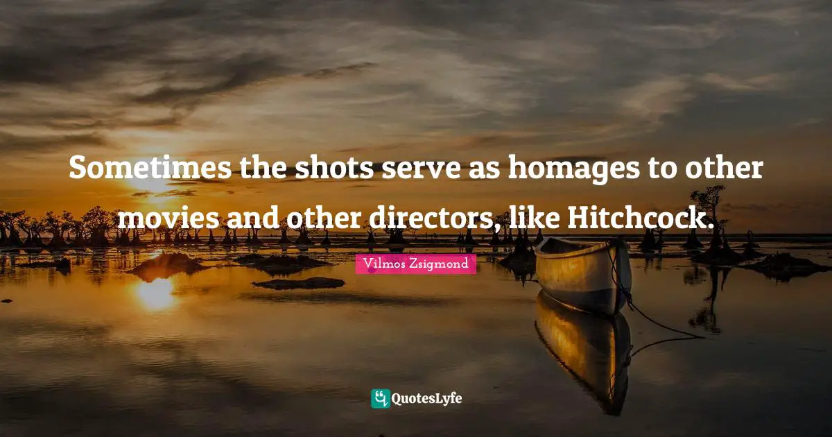 Sometimes the shots serve as homages to other movies and other directors, like Hitchcock.