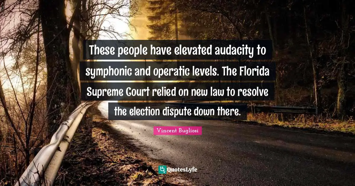 These people have elevated audacity to symphonic and operatic levels. The Florida Supreme Court relied on new law to resolve the election dispute down there.