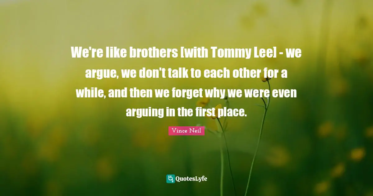 We're like brothers [with Tommy Lee] - we argue, we don't talk to each other for a while, and then we forget why we were even arguing in the first place.