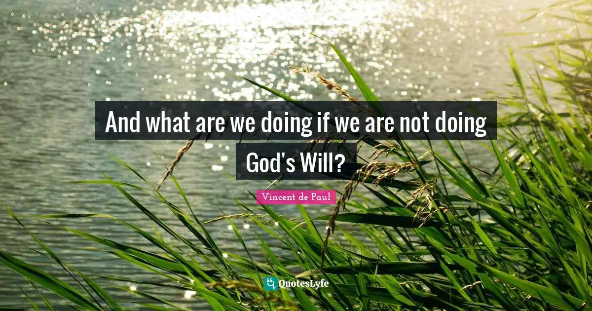 Vincent De Paul Quotes: "And what are we doing if we are not doing God's Will?"