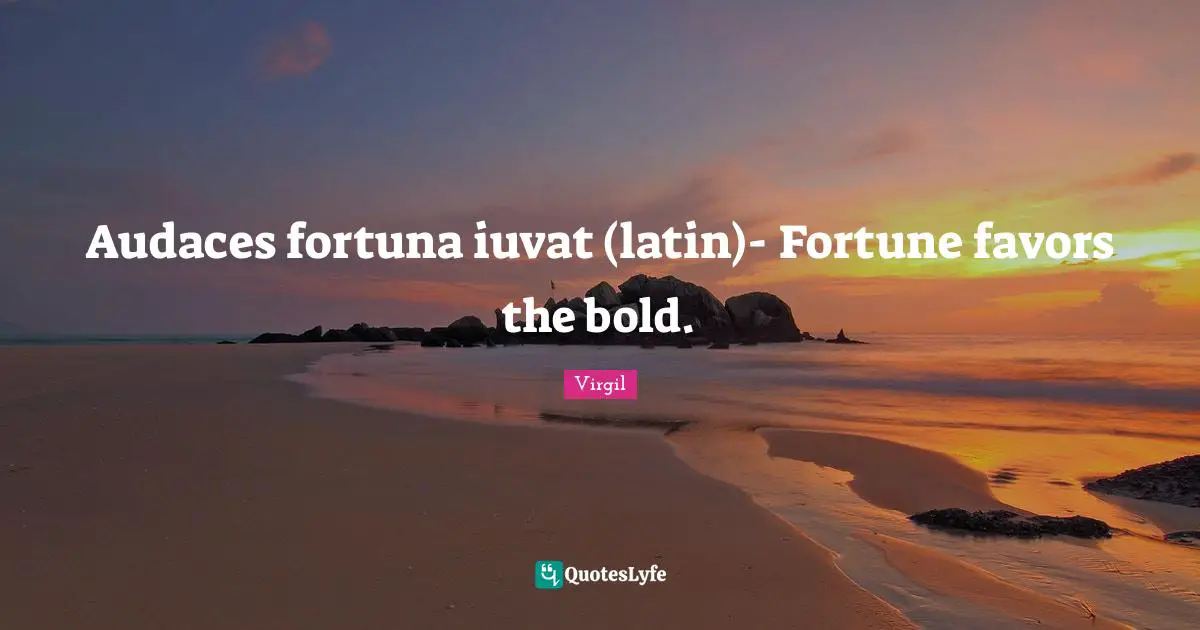 Latin Quotes: "Audaces fortuna iuvat (latin)- Fortune favors the bold."