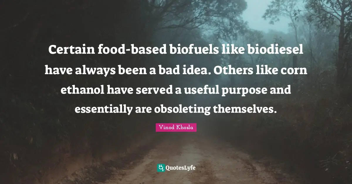 Certain food-based biofuels like biodiesel have always been a bad idea. Others like corn ethanol have served a useful purpose and essentially are obsoleting themselves.