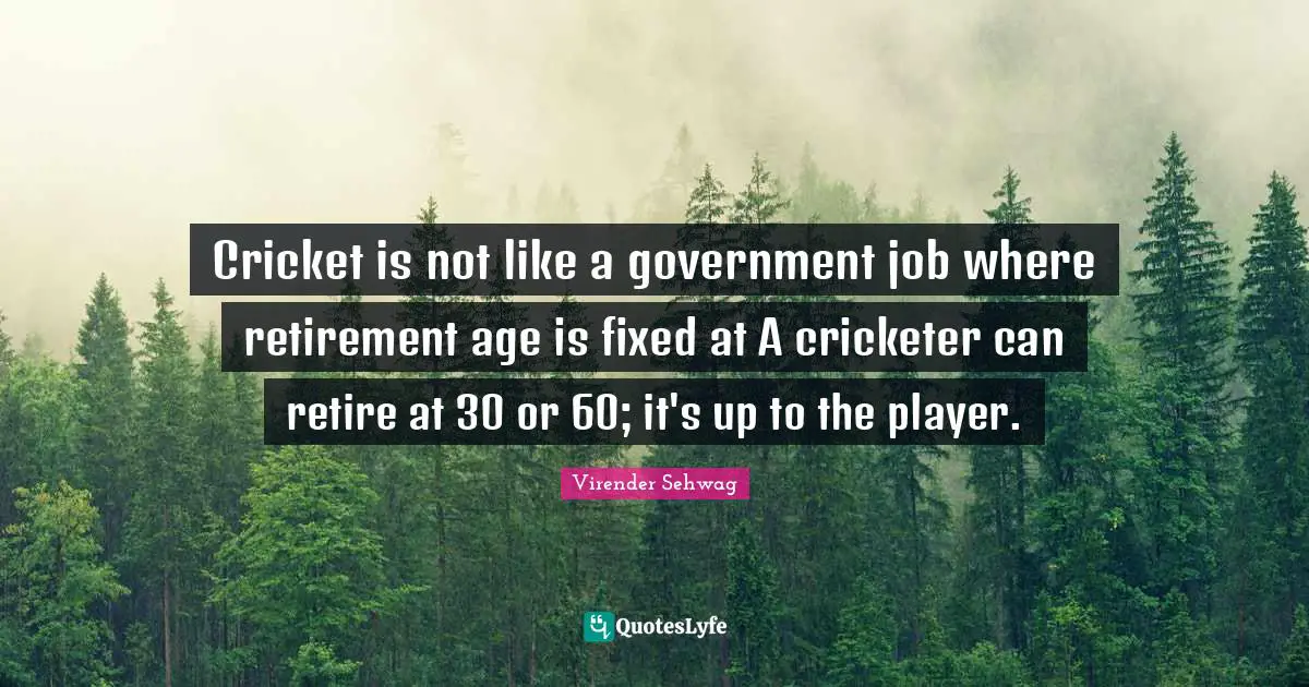 Cricket is not like a government job where retirement age is fixed at A cricketer can retire at 30 or 60; it's up to the player.