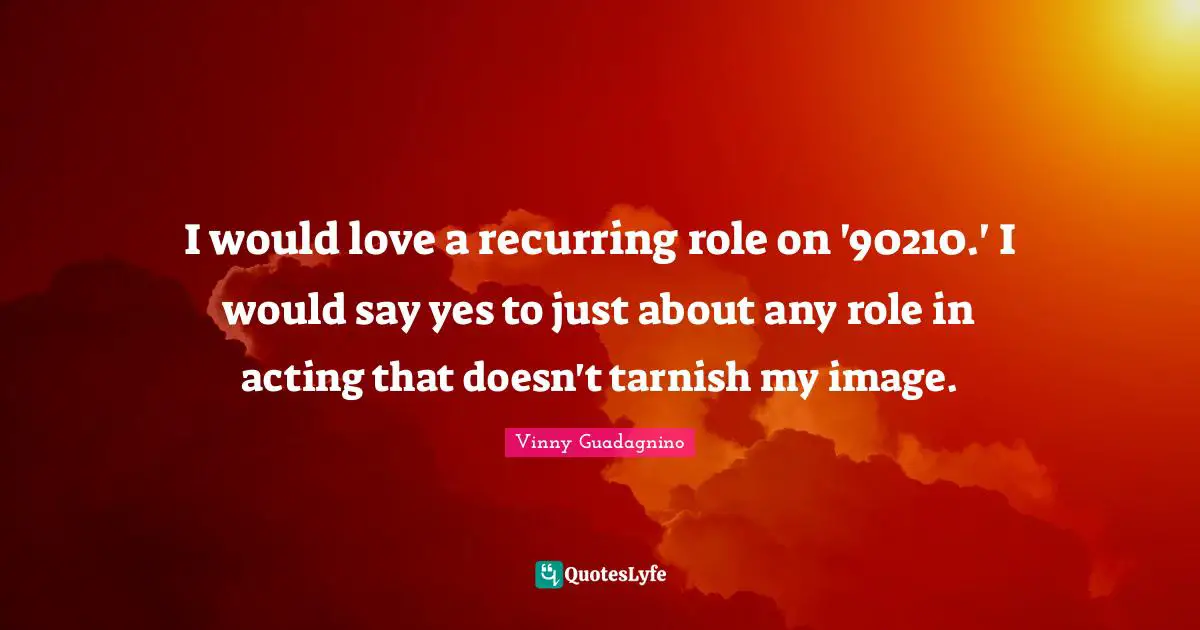 I would love a recurring role on '90210.' I would say yes to just about any role in acting that doesn't tarnish my image.