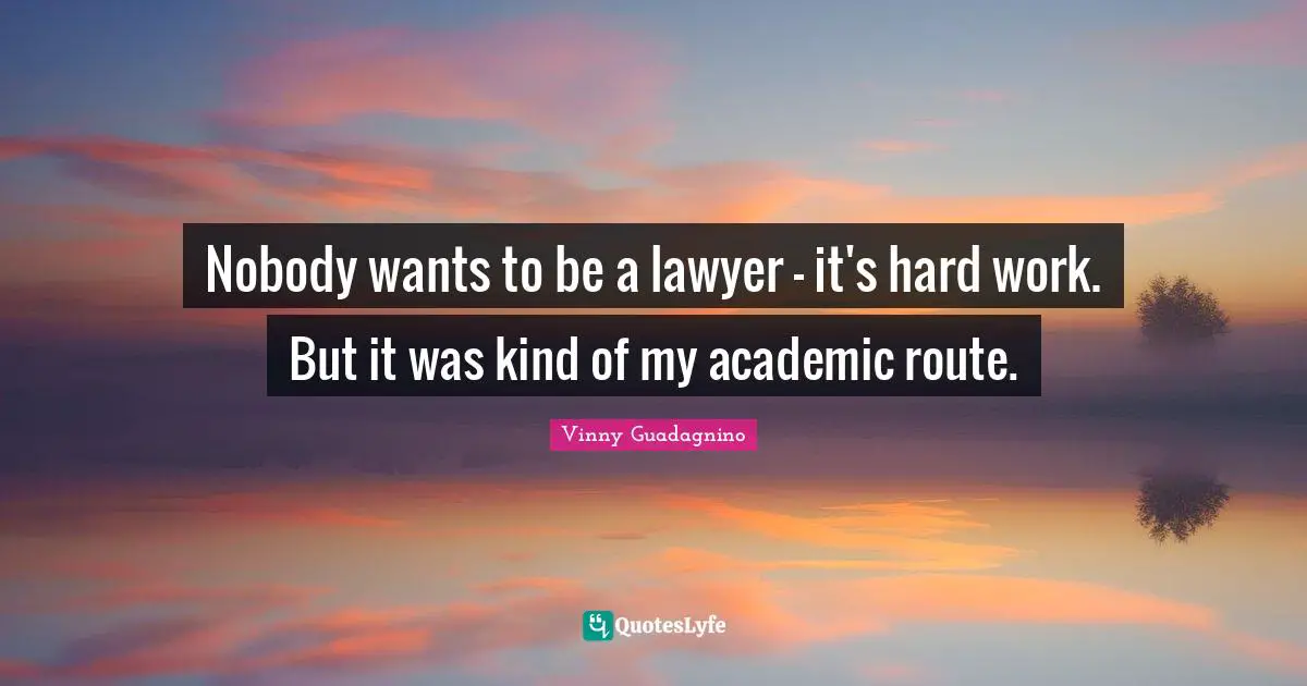 Nobody wants to be a lawyer - it's hard work. But it was kind of my academic route.