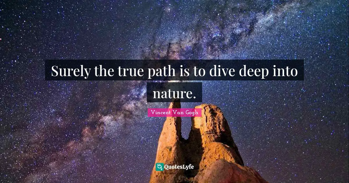 Surely the true path is to dive deep into nature.