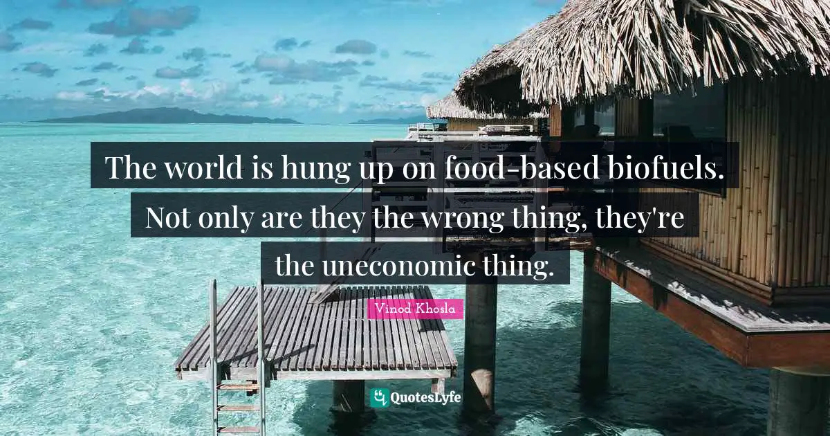 Hung Quotes: "The world is hung up on food-based biofuels. Not only are they the wrong thing, they're the uneconomic thing."