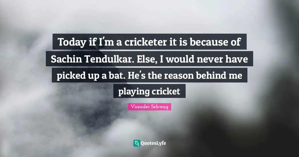 Models Quotes: "Today if I'm a cricketer it is because of Sachin Tendulkar. Else, I would never have picked up a bat. He's the reason behind me playing cricket"