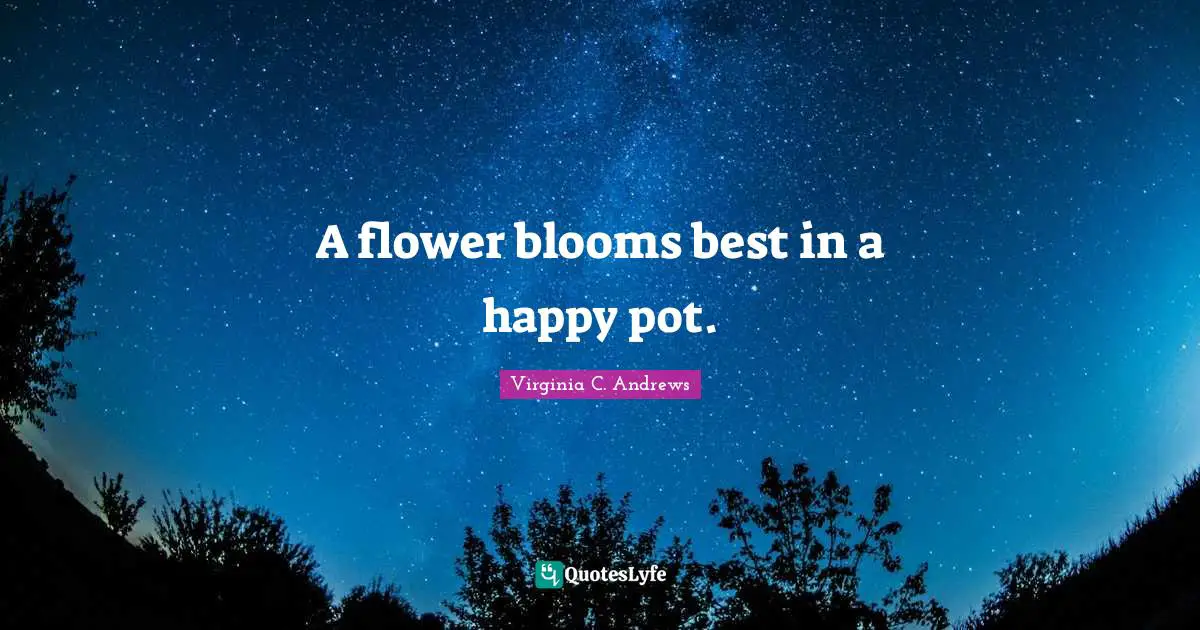 A flower blooms best in a happy pot.