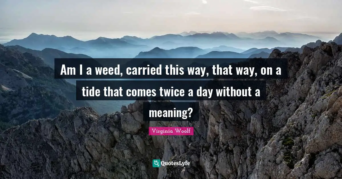 Am I a weed, carried this way, that way, on a tide that comes twice a day without a meaning?