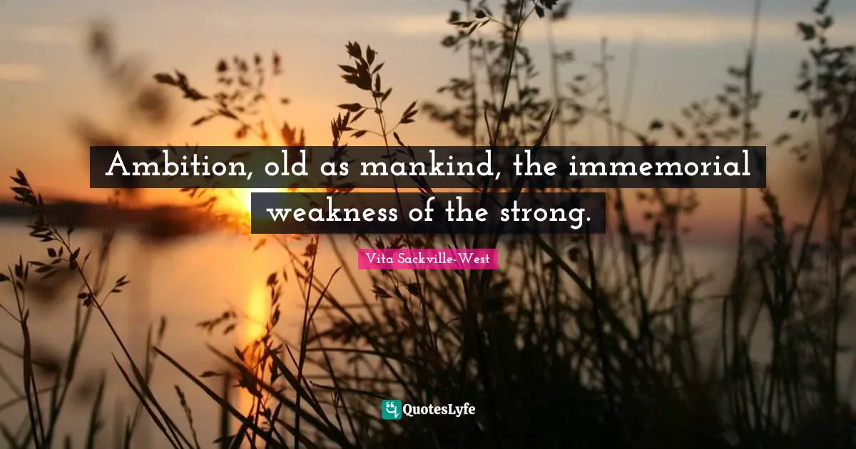 Ambition, old as mankind, the immemorial weakness of the strong.