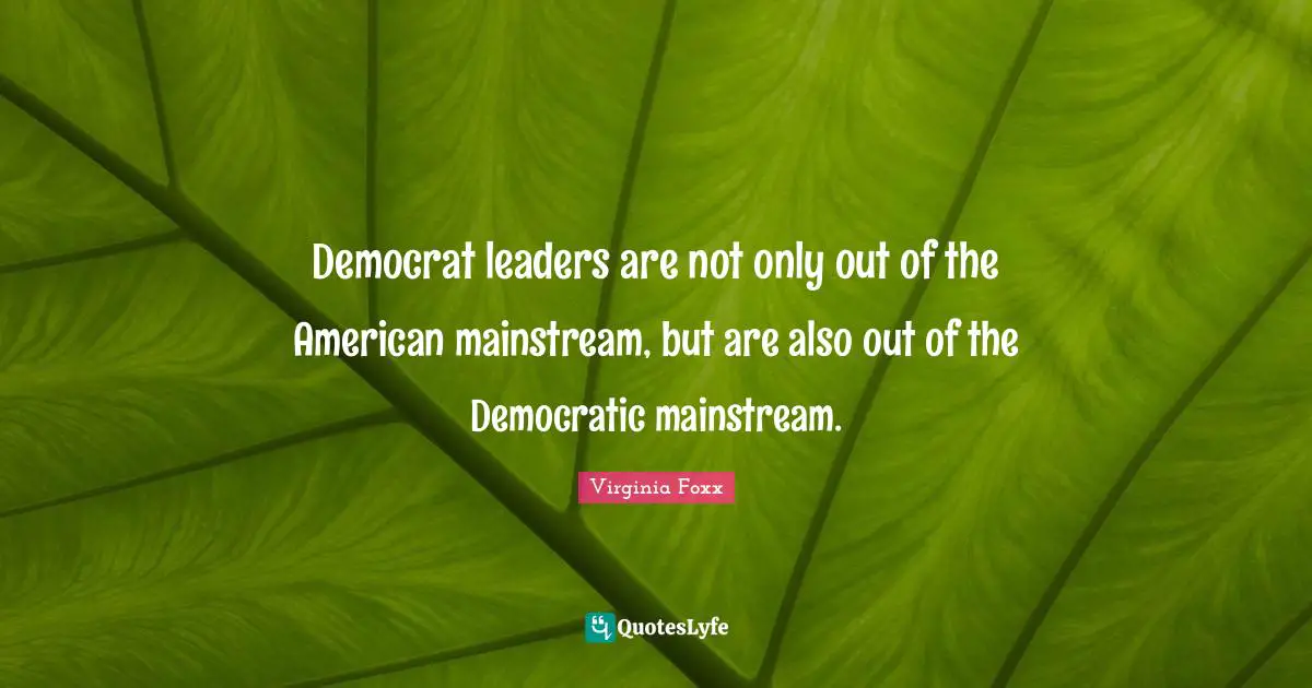 Democrat leaders are not only out of the American mainstream, but are also out of the Democratic mainstream.
