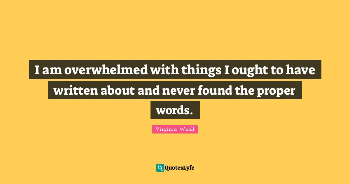 I am overwhelmed with things I ought to have written about and never found the proper words.