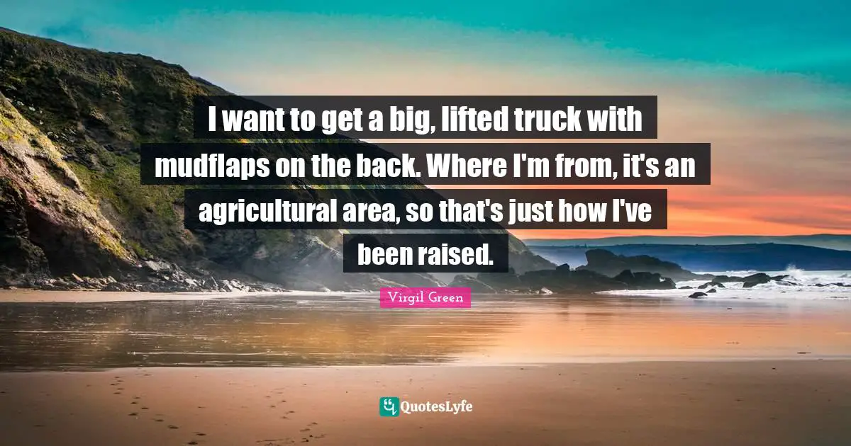 I want to get a big, lifted truck with mudflaps on the back. Where I'm from, it's an agricultural area, so that's just how I've been raised.