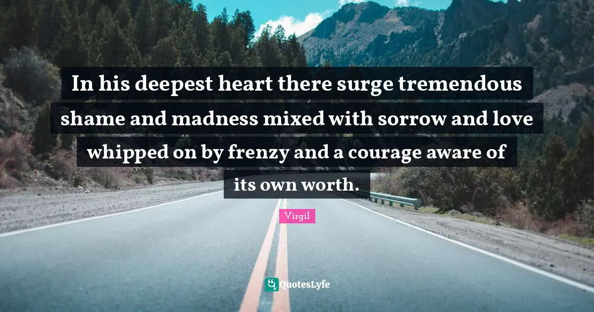 In his deepest heart there surge tremendous shame and madness mixed with sorrow and love whipped on by frenzy and a courage aware of its own worth.