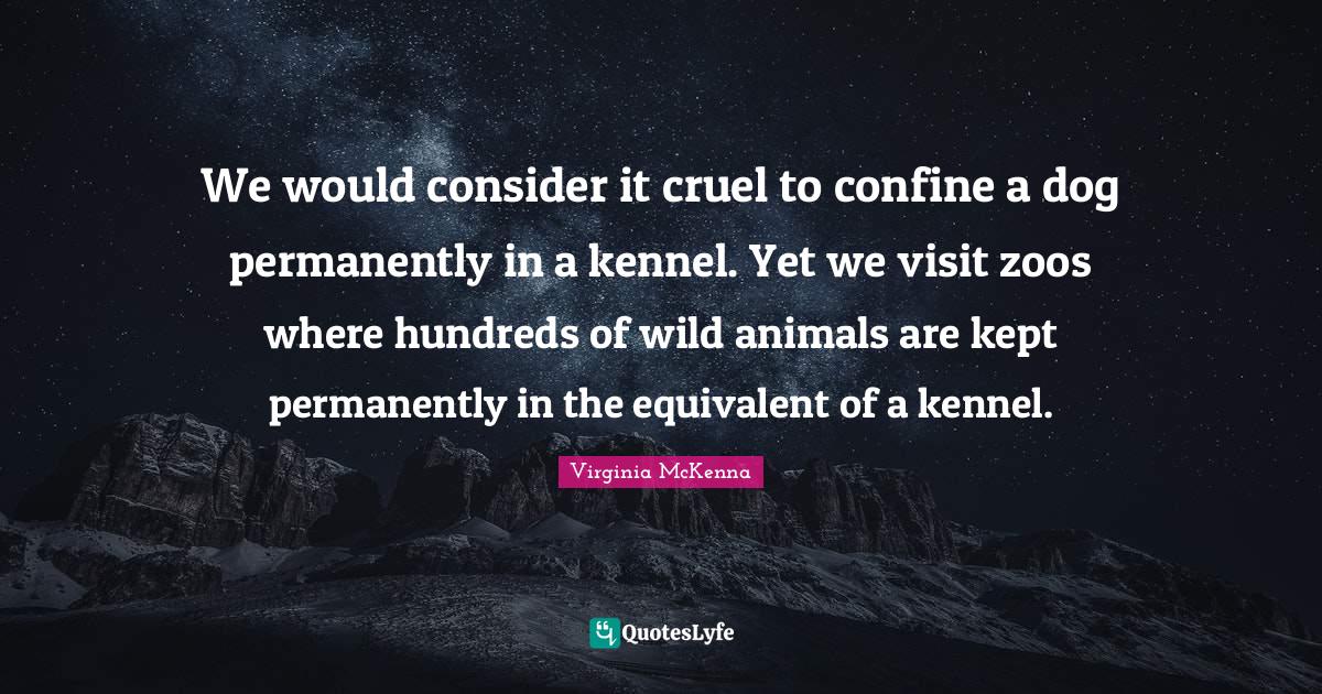 We would consider it cruel to confine a dog permanently in a kennel. Y