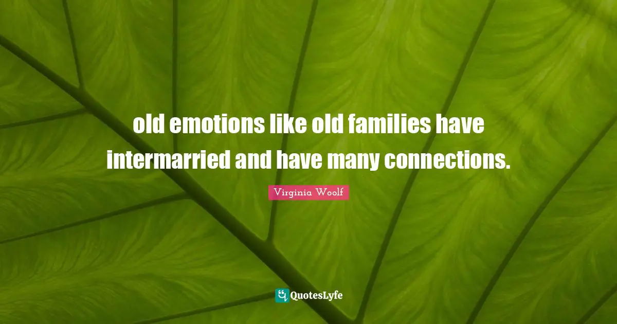 old emotions like old families have intermarried and have many connections.