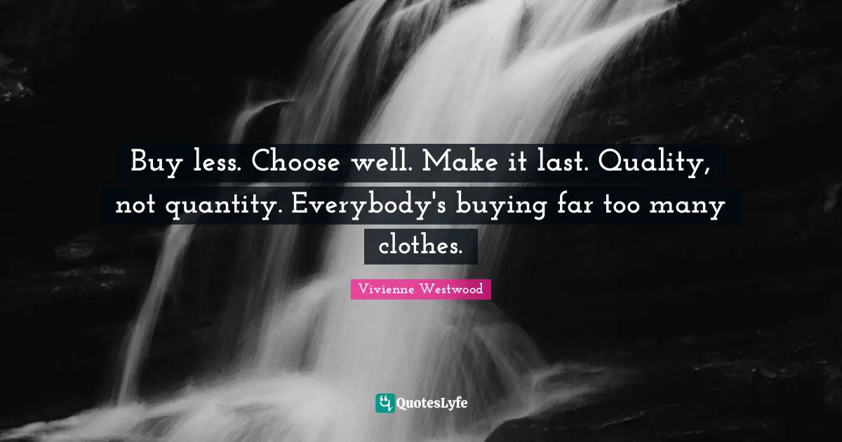 Lasts Quotes: "Buy less. Choose well. Make it last. Quality, not quantity. Everybody's buying far too many clothes."