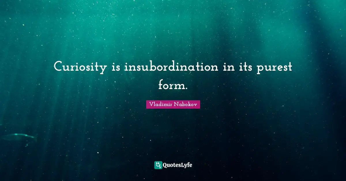 Curiosity is insubordination in its purest form.