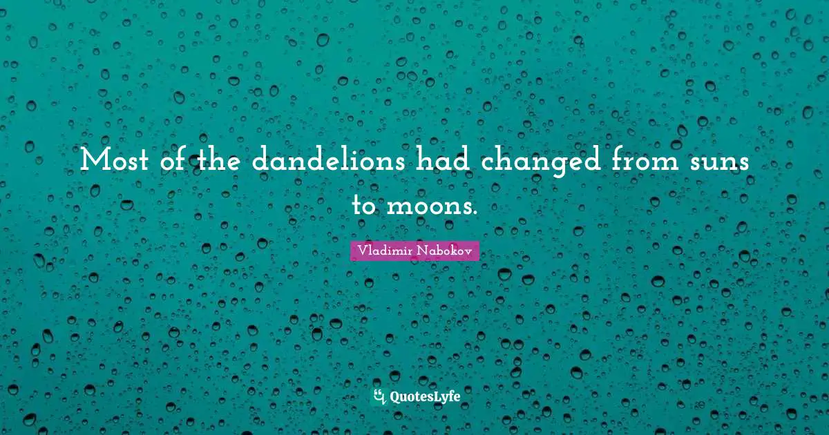 Dandelions Quotes: "Most of the dandelions had changed from suns to moons."