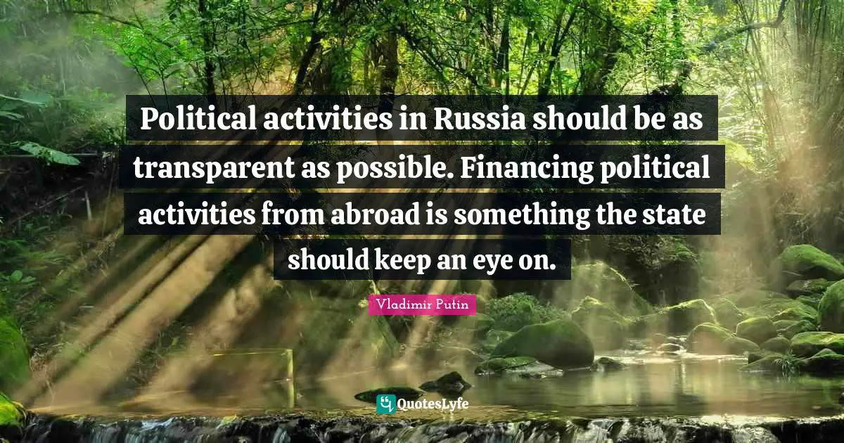 Political activities in Russia should be as transparent as possible. Financing political activities from abroad is something the state should keep an eye on.