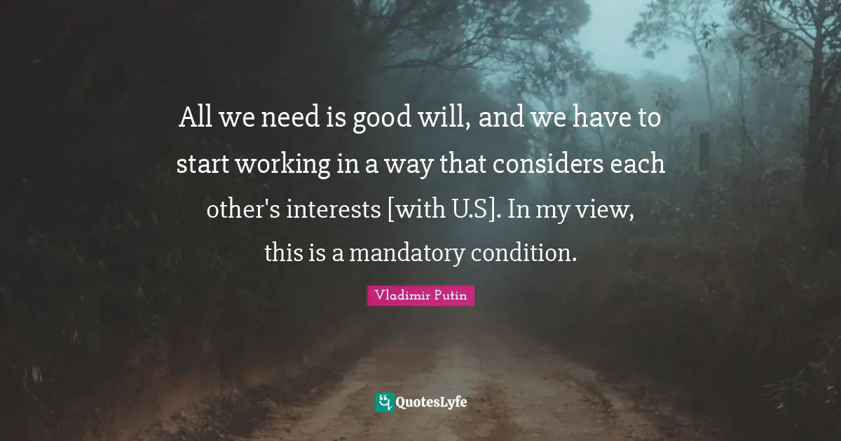 All we need is good will, and we have to start working in a way that considers each other's interests [with U.S]. In my view, this is a mandatory condition.
