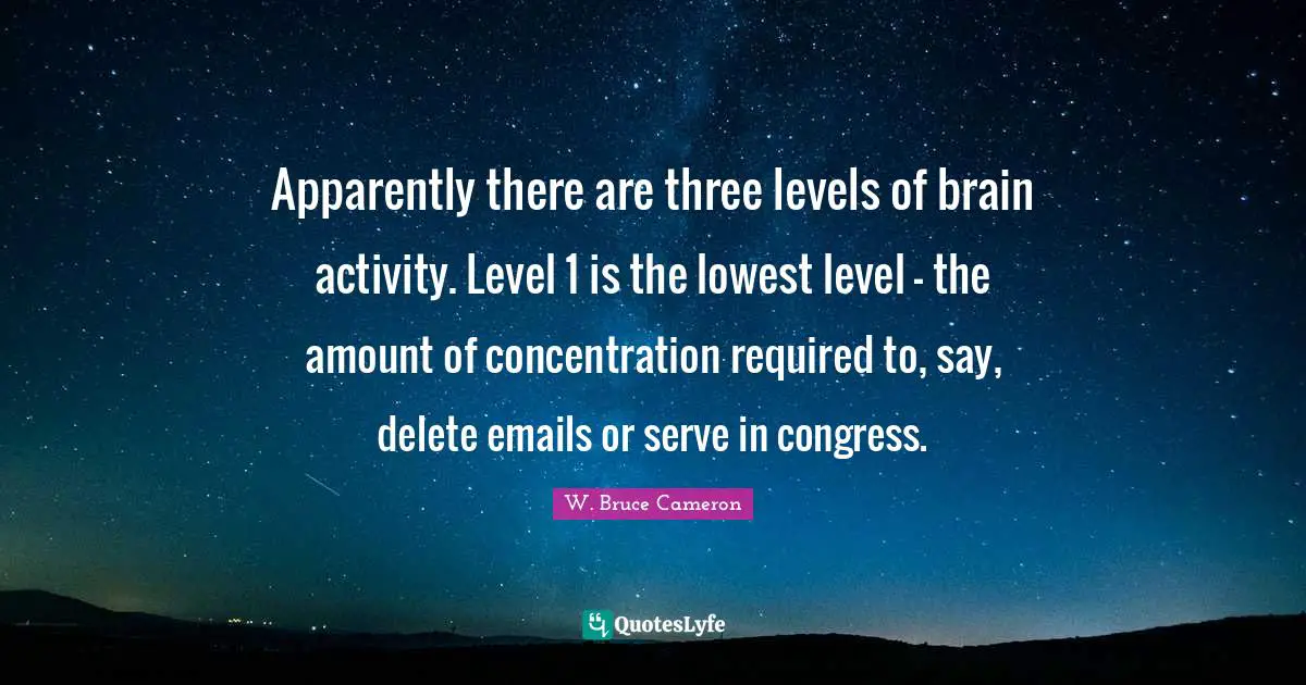 Apparently there are three levels of brain activity. Level 1 is the lowest level - the amount of concentration required to, say, delete emails or serve in congress.