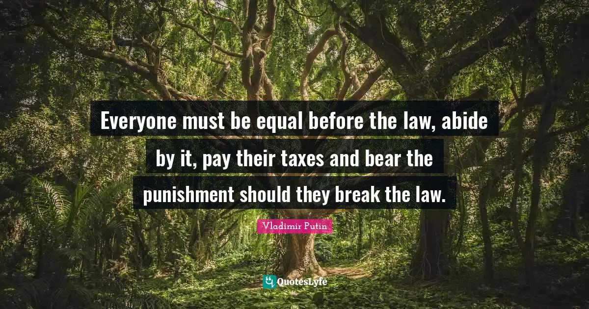 Everyone must be equal before the law, abide by it, pay their taxes and bear the punishment should they break the law.