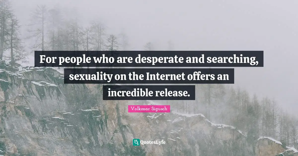 For people who are desperate and searching, sexuality on the Internet offers an incredible release.