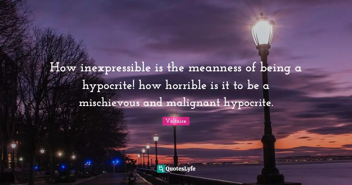 How inexpressible is the meanness of being a hypocrite! how horrible is it to be a mischievous and malignant hypocrite.