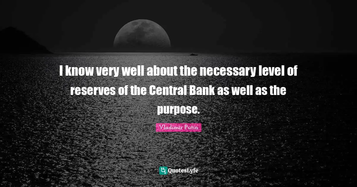 I know very well about the necessary level of reserves of the Central Bank as well as the purpose.