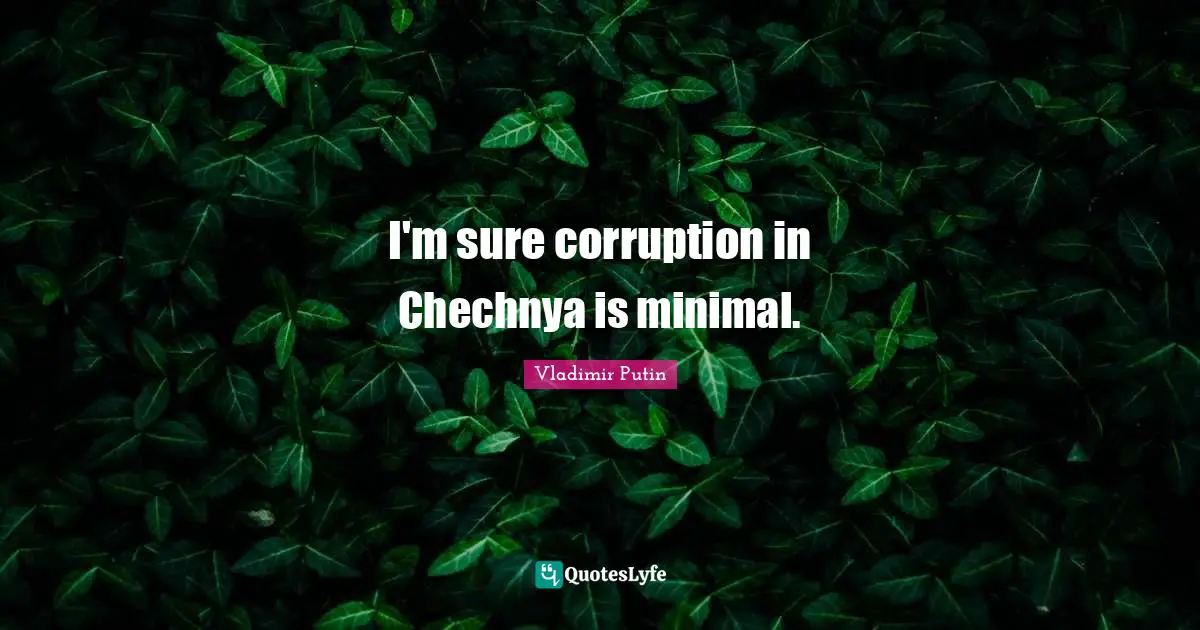 I'm sure corruption in Chechnya is minimal.