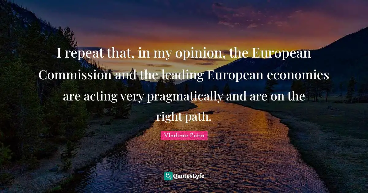 I repeat that, in my opinion, the European Commission and the leading European economies are acting very pragmatically and are on the right path.