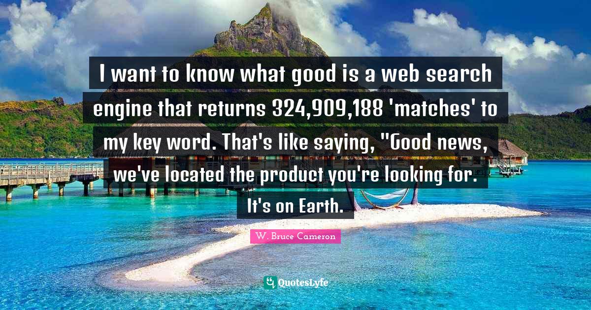 I want to know what good is a web search engine that returns 324,909,188 'matches' to my key word. That's like saying, "Good news, we've located the product you're looking for. It's on Earth.