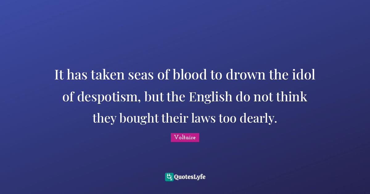 It has taken seas of blood to drown the idol of despotism, but the English do not think they bought their laws too dearly.