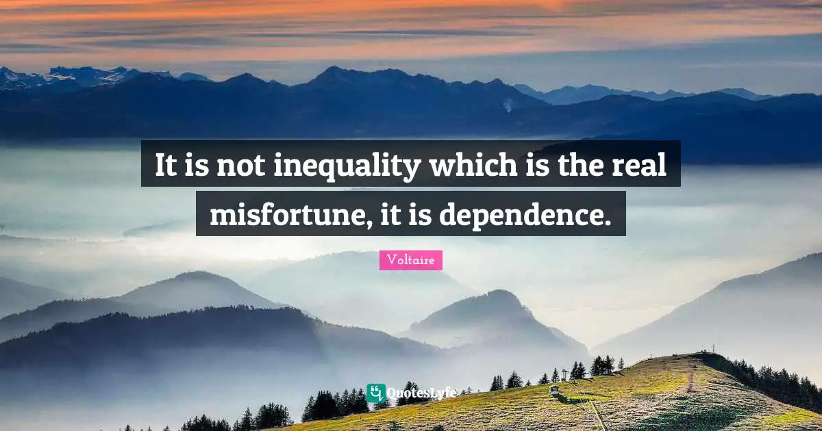 Inequality Quotes: "It is not inequality which is the real misfortune, it is dependence."