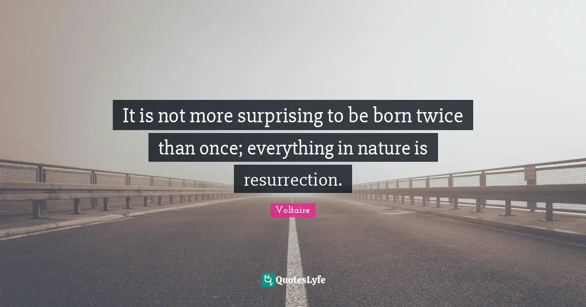It is not more surprising to be born twice than once; everything in nature is resurrection.
