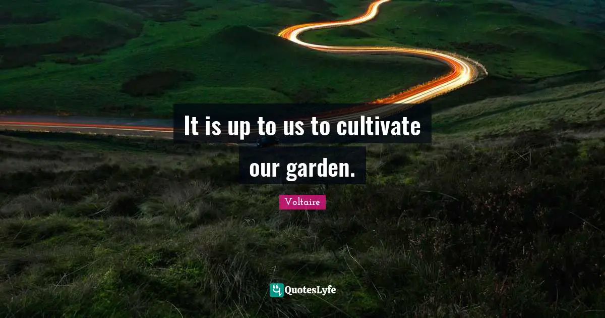 It is up to us to cultivate our garden.