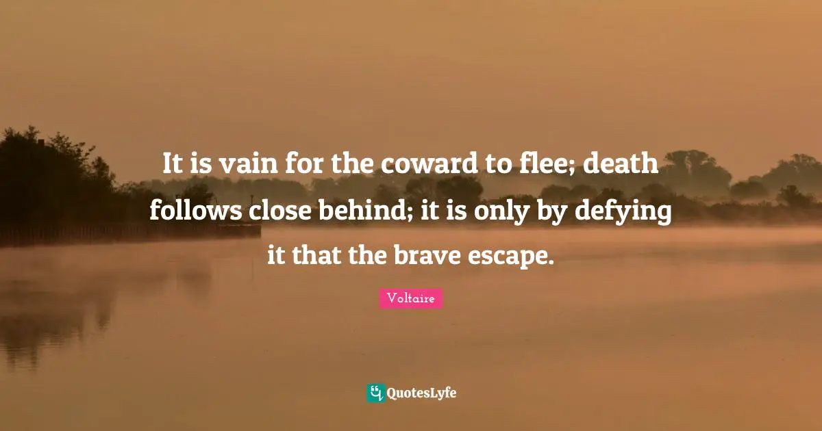 It is vain for the coward to flee; death follows close behind; it is only by defying it that the brave escape.