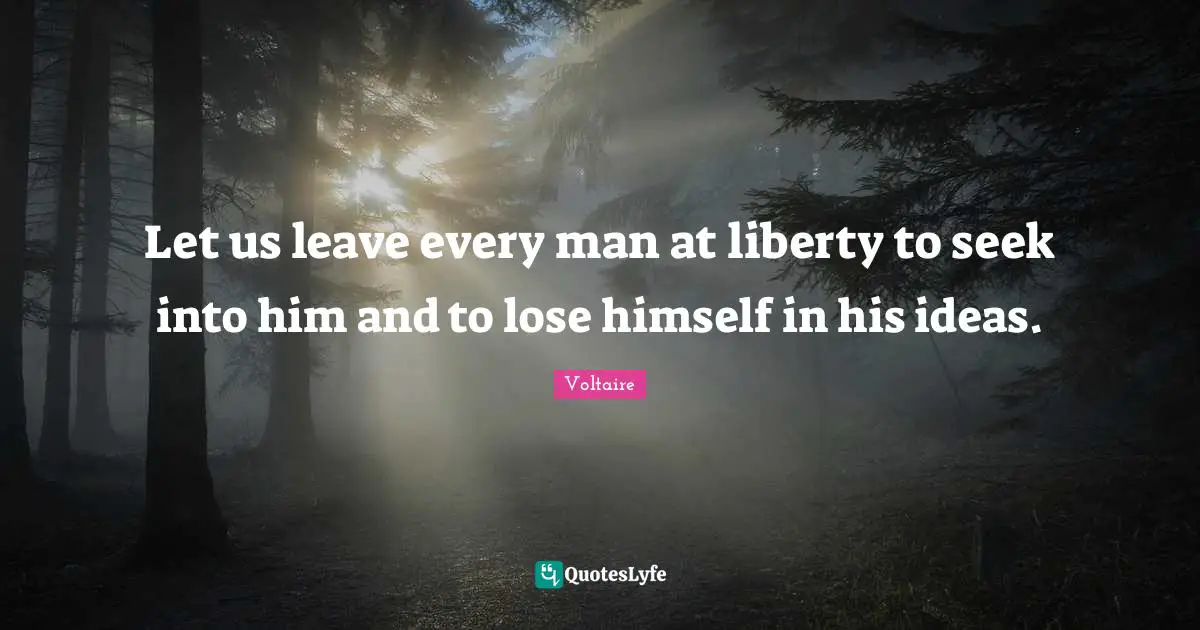 Let us leave every man at liberty to seek into him and to lose himself in his ideas.