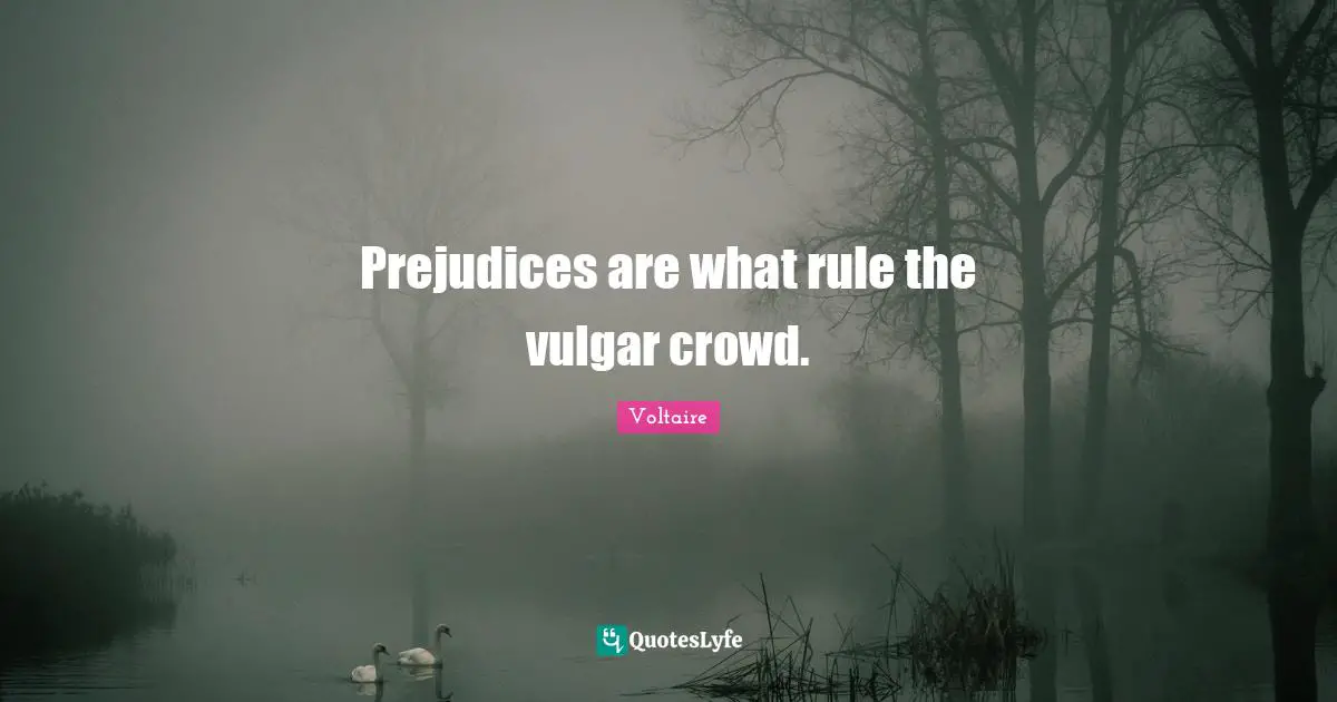 Prejudices are what rule the vulgar crowd.